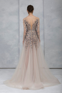 Illusion Crystal Bodice Long Sleeve Gown Illusion Crystal Bodice Long Sleeve Gown