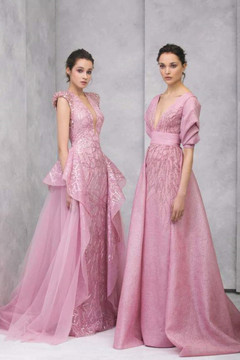 Hand-Embroidered Tulle Cap Sleeve Gown Hand-Embroidered Tulle Cap Sleeve Gown