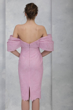 Hand-Embroidered Off Shoulder Cocktail Dress Hand-Embroidered Off Shoulder Cocktail Dress