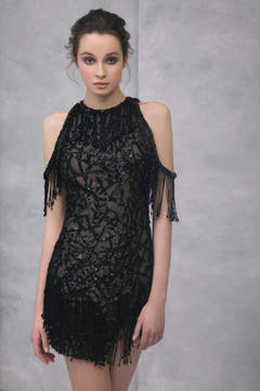 Cold Shoulder Embroidered Tulle Cocktail Dress Cold Shoulder Embroidered Tulle Cocktail Dress