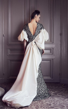 Puff Sleeve Slit Gown Puff Sleeve Slit Gown