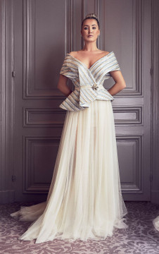 Off Shoulder Pleated Gown