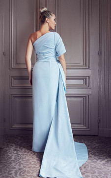 One Shoulder Draped Slit Gown