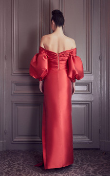 Off Shoulder Column Slit Gown Off Shoulder Column Slit Gown
