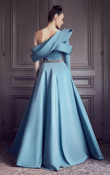 A-Line Asymmetrical Neck Gown A-Line Asymmetrical Neck Gown