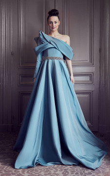 A-Line Asymmetrical Neck Gown A-Line Asymmetrical Neck Gown