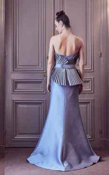 Strapless Sculpted Slit Gown