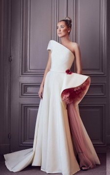 One Shoulder Sweep Train Gown