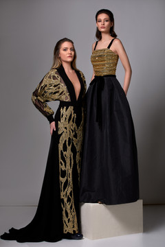 Plunging Neck Crepe Gown Plunging Neck Crepe Gown