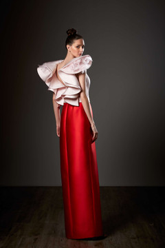Short Sculpted Sleeve Column Gown Short Sculpted Sleeve Column Gown