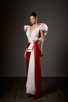 Short Sculpted Sleeve Column Gown Short Sculpted Sleeve Column Gown