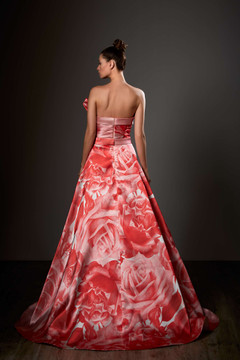 Strapless Floral A-Line Gown