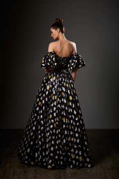 Off Shoulder Organza Print A-Line Gown Off Shoulder Organza Print A-Line Gown