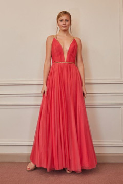 Chain Strap Pleated Gown Chain Strap Pleated Gown