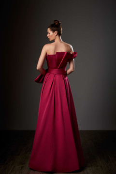 Sculpted Bodice A-Line Slit  Gown