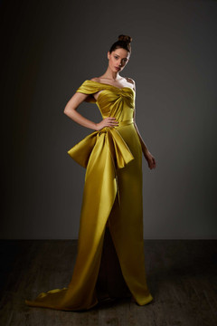Draped Shoulder Slit Gown Draped Shoulder Slit Gown
