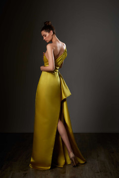 Draped Shoulder Slit Gown Draped Shoulder Slit Gown