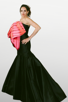 Strapless Barathea Silk Drape Gown Gown