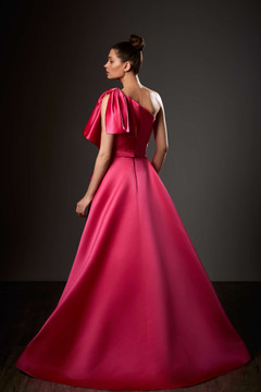 Draped One Shoulder A-Line Slit Gown Draped One Shoulder A-Line Slit Gown