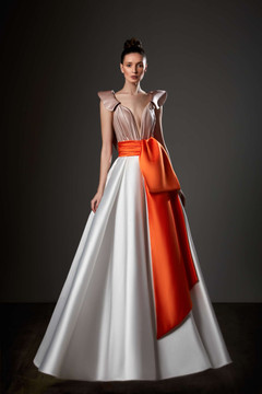 Satin Color Block Gown