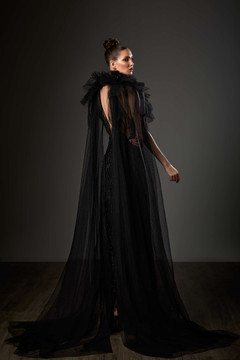 High Neck Cape Sleeve Column Gown High Neck Cape Sleeve Column Gown