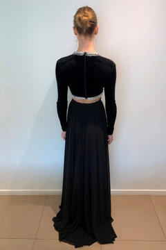 Long Sleeve Velvet Crop Top and Georgette Slit Skirt Long Sleeve Velvet Crop Top and Georgette Slit Skirt