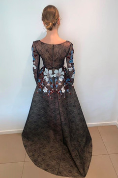Long Sleeve Beaded Lace A-Line Gown Long Sleeve Beaded Lace A-Line Gown