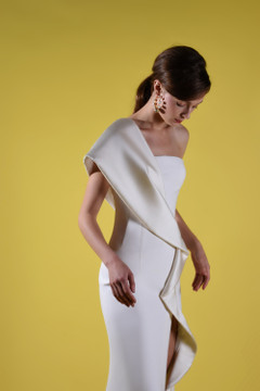 One Shoulder Ruffled High Slit Gown One Shoulder Ruffled High Slit Gown