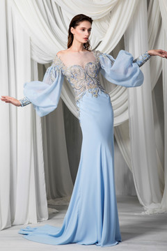 Long Sleeve Fitted Silk Crêpe Marocain Gown Long Sleeve Fitted Silk Crêpe Marocain Gown