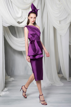 One Shoulder Satin Duchesse Dress