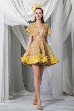 Short Sleeve Sequined Panicles Mini Dress Short Sleeve Sequined Panicles Mini Dress