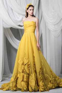 Strapless Taffeta Silk Gown