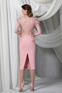 Long Sleeve Illusion Lace and Crêpe Marocain Dress Long Sleeve Illusion Lace and Crêpe Marocain Dress