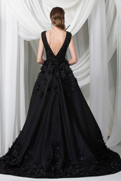 Sleeveless Beaded Tulle Gown Sleeveless Beaded Tulle Gown