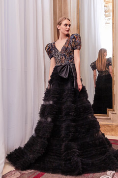 Short Sleeve Sequined A-Line Gown Short Sleeve Sequined A-Line Gown