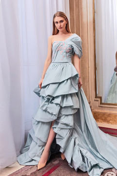 One Shoulder Ruffled Hi-Lo Gown One Shoulder Ruffled Hi-Lo Gown
