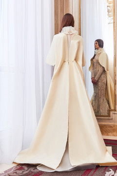 Long Sleeve Fitted Cape Gown