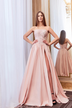 Strapless A-Line Slit Gown Strapless A-Line Slit Gown