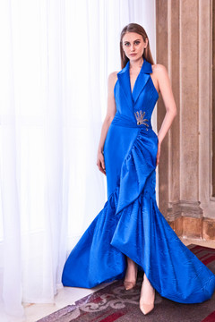 Halter Neck Fit and Flare Gown Halter Neck Fit and Flare Gown