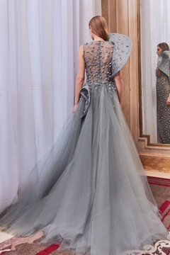 Embellished Sculpted Slit Gown Embellished Sculpted Slit Gown