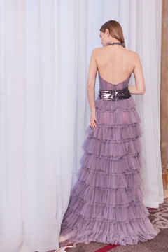 Halter Neck Ruffled Gown Halter Neck Ruffled Gown
