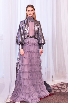 Halter Neck Ruffled Gown with Jacket Halter Neck Ruffled Gown with Jacket