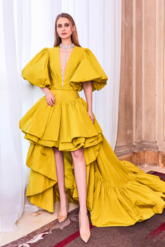 High-Low Short Sleeve Gown High-Low Short Sleeve Gown