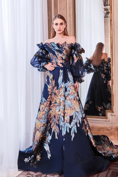 Off Shoulder Long Sleeve A-Line Gown Off Shoulder Long Sleeve A-Line Gown