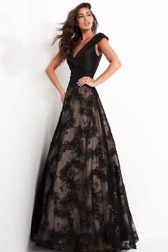 A-Line V Neck Evening Gown