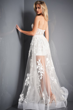Sweetheart Sheer Floral Applique Gown Sweetheart Sheer Floral Applique Gown