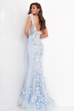 Floral Embroidered Beaded Lace Gown Floral Embroidered Beaded Lace Gown