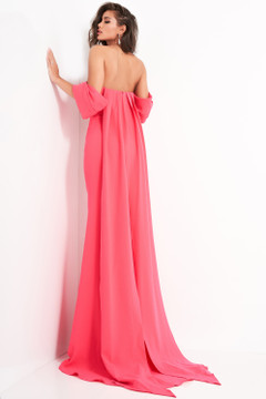 Off the Shoulder Crepe Evening Gown