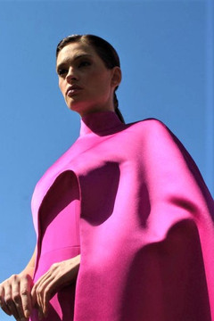 Crepe Gown with Satin Cape Overlay Crepe Gown with Satin Cape Overlay