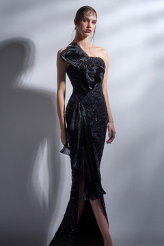 Strapless Fitted Bow Bodice Gown Strapless Fitted Bow Bodice Gown